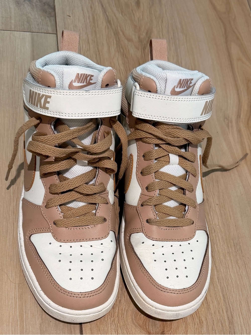Nike High-Top Sneakers in Cream & Tan